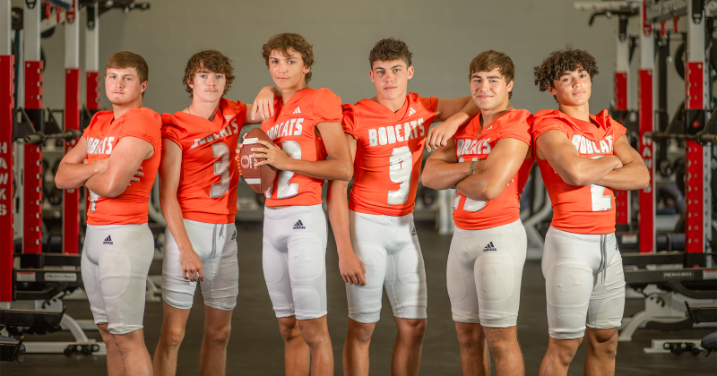 Orangefield Bobcats – Kyle Michael, Kane Smith, Caleb Fregia, Kaleb Menard, Lane Gipson and Mason Manning (Photo by Julie Isbell)