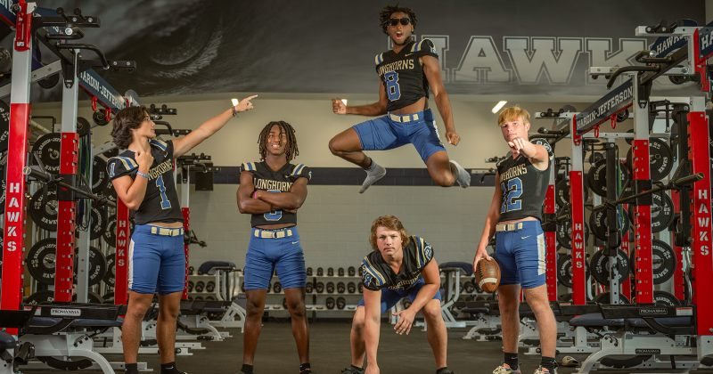 Hamshire-Fannett Longhorns; Seth Ramirez, D’onte Zeno, Andrew Broussard, Ty Bryson and Homer Ware