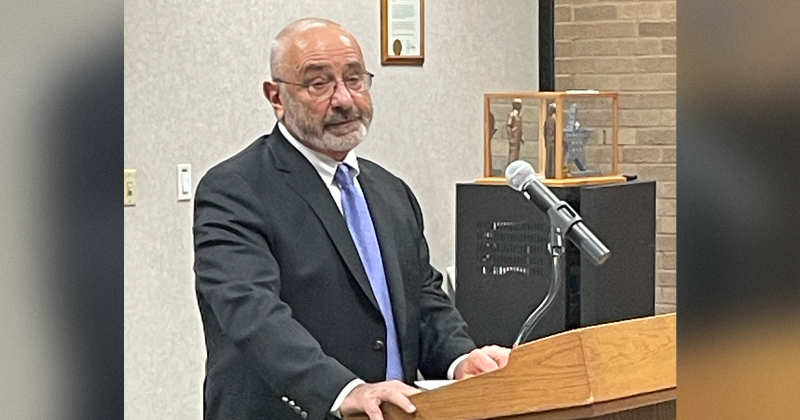 Police Chief Jimmy Singletary speaks during a press conference announcing his retirement.