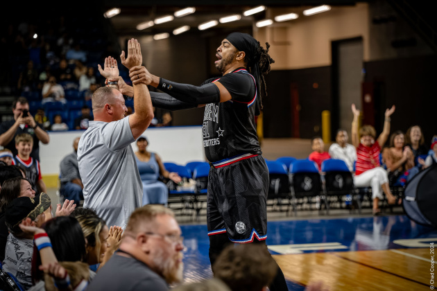 Hammer Harrison has fun with the fans (Photo by Chad Cooper)