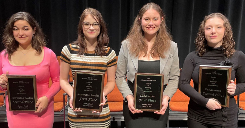 Winners are, left to right, Catalina Lawley, Orangefield HS; Mariana Gonzales, West Orange-Stark HS; Elyse Walker, Vidor HS and Hannah Edwards, Bridge City HS