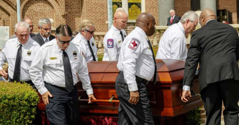 Honoring a lifetime of service, Beaumont firefighters serve as pallbearers for the funeral service of 20- year Beaumont Fire Chief C.A. ‘Pete’ Shelton.