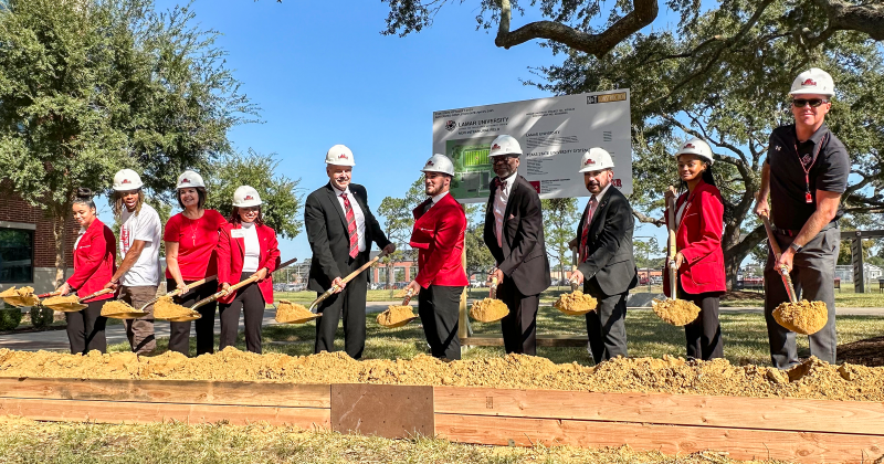 Lamar University staff, students partake in a groundbreaking ceremony for new state-of-the-art intramural fields.