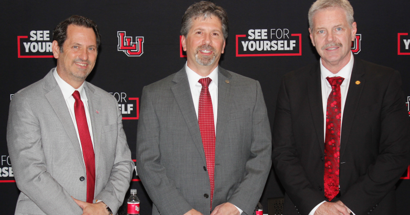 Dr. Brett Welch, Dr. Gene Theodori, President Jaime Taylor (Photo by Dannie Oliveaux)