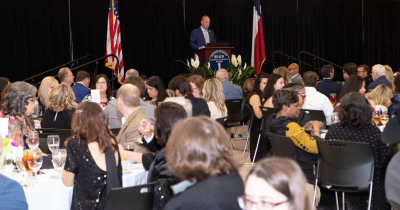Beaumont Foundation CEO Ed Keller addresses hundreds of guests gathered for the 2025 Beaumont Foundation of America Reaud Excellence in Education Awards gala.