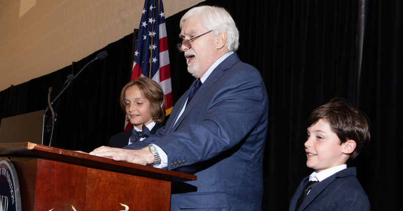 Beaumont Foundation Chairman Emeritus Wayne A. Reaud is joined on stage by his grandsons as they honor and celebrate the achievements of local educators.