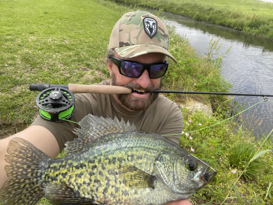 Moore’s favorite local pastime is a “tossup between flyfishing for crappie and bass in local bayous and ponds and catfishing after a good rain-both with my family.”