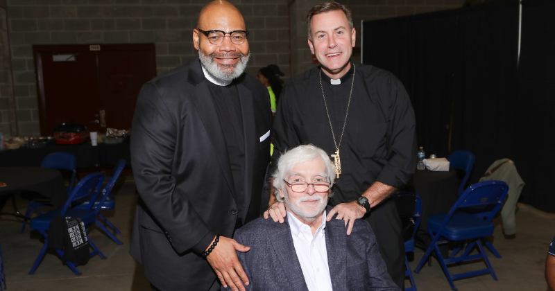 Rev. Dr. John Adolph, Wayne A. Reaud and Bishop David Toups