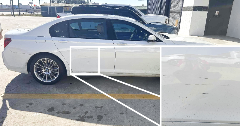 $4,483.09 in dents and paint damage on Melissa Cornwell’s BMW