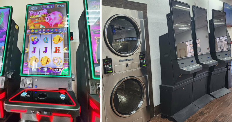 Power is disconnected to gaming machines at Morris Laundry, where a reported burglary occurred Feb. 12.