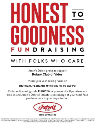 Funraiser flyer for The Rotary Club of Vidor, courtesy image.