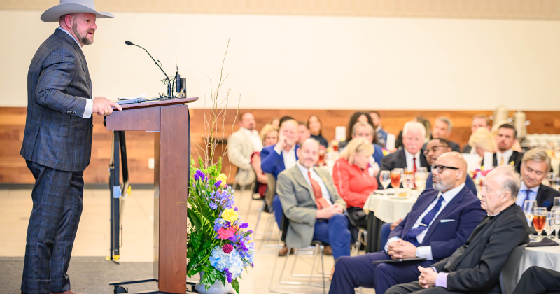 Dr. Ray Callas addresses Wayne A. Reaud Excellence in Education Award Gala supporters