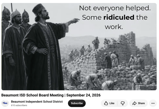 BISD response – BISD Superintendent Sandi Massey presented a Bible parable instead of pointed responses to parents, students and educators that raised pointed questioned and concerns at the Sept. 24 meeting of the school district’s TEA-appointed Board of Managers.